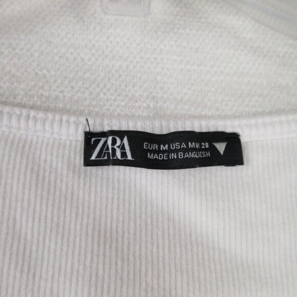 Zara Flutter Sleeve Crop Top Size M V neck - Picture 2 of 9